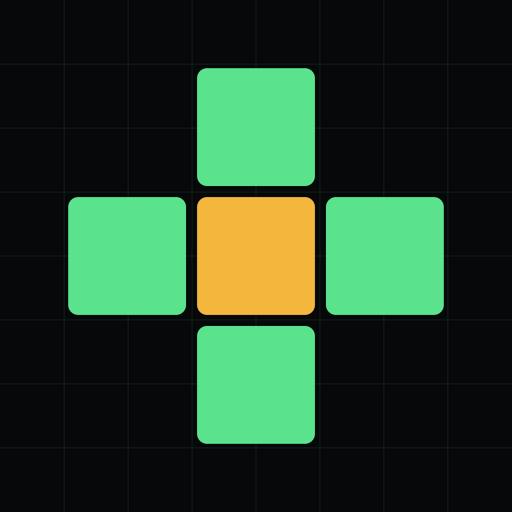 The Black ICE app icon: five squares in a cross on a dark grid, the centre one amber.
